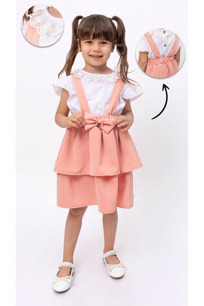 aden kids Set de rochii crep color somon