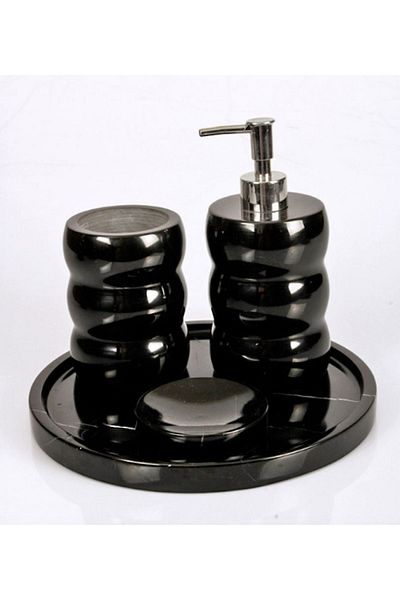 ege gross Decorative Marble Serrated 4 Piece Bathroom Set Set