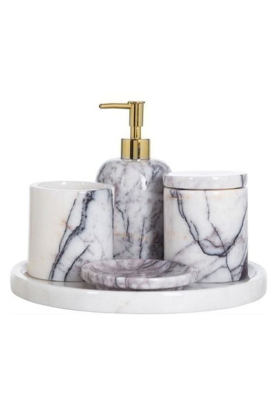 ege gross Decorative Marble 5 Piece Bathroom Set Set