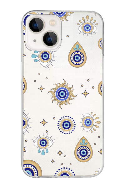PrintiFy Apple  iPhone 13 ile Uyumlu 1mm Slim Fit Nazar Boncuğu 5 Baskılı Şef...