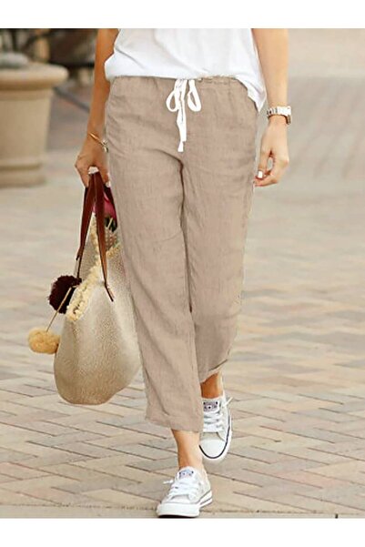 night blue Rahat  keten Pantolon-AÇIKVİZYON