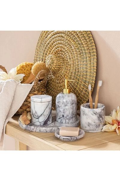 ege gross Decorative Marble 5 Piece Bathroom Set Set