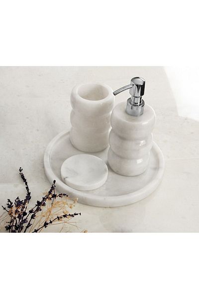 ege gross Decorative Marble Serrated 4 Piece Bathroom Set Set