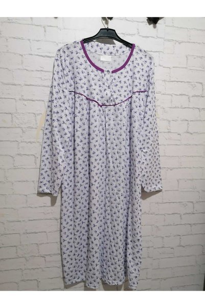 anne moda ankara Full Summer Long-Sleeved, Thin Cotton Nightgown