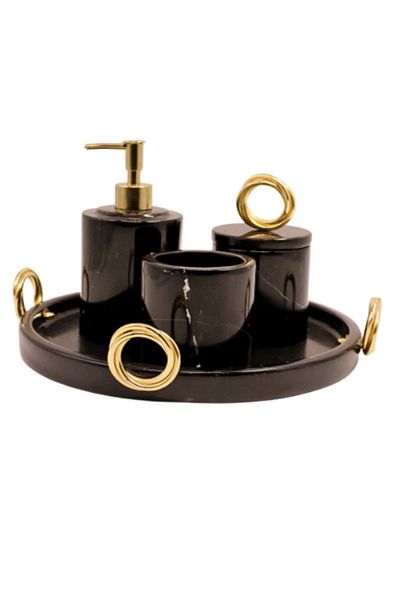 ege gross 5-Piece Bathroom Set with Decorative Marble Accessory Detail