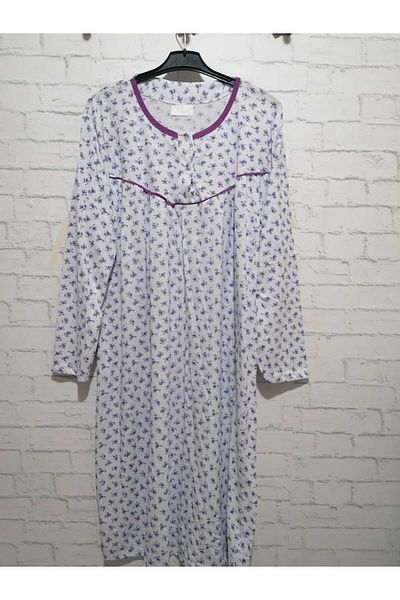 anne moda ankara قميص نوم قطني رقيق بأكمام طويلة