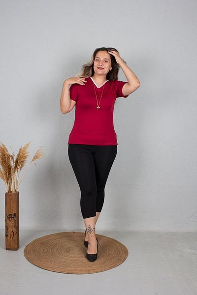 Truva XXL White Piping Colorful Plus Size Blouse - B115