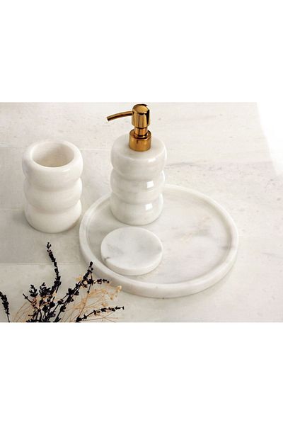 ege gross Decorative Marble Serrated 4 Piece Bathroom Set Set