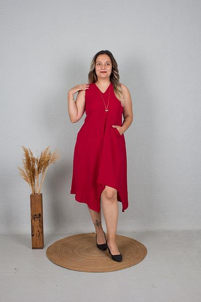 Truva XXL Symmetrical Cut Plus Size Women's Dress