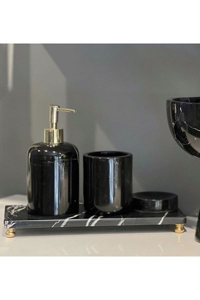 ege gross DECORATIVE BLACK MARBLE 4-PIECE BATHROOM SET