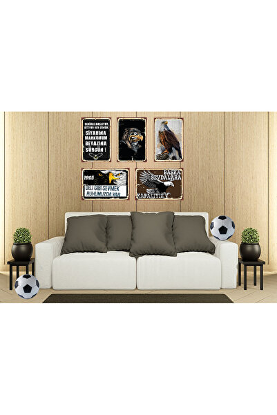 TAKIFİX Kara kartal taraftar  Temalı 5 Adet 20 x 30 CM MDF Tablo