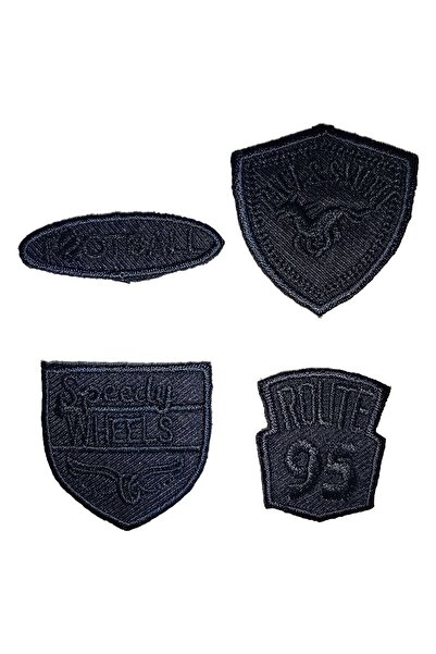 REMSATİC Ütü Ile Yapışan Arma - Patch - Delik Yama Set-3 Modeli Lacivert (4'LÜ SET)