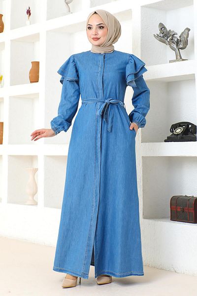 Modamihram Light Blue Shoulder Spray with Ruffles and Buttons 19204