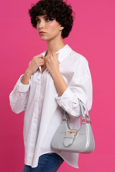 Sisley Geantă de mână pentru femei de culoare argintie - SLY004