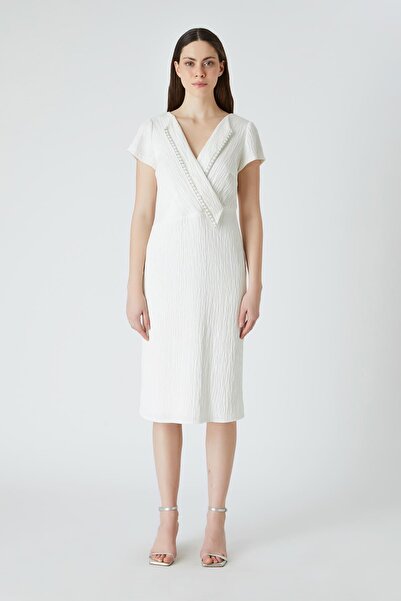 FEVER Viskon asimetrik yakalı elbise