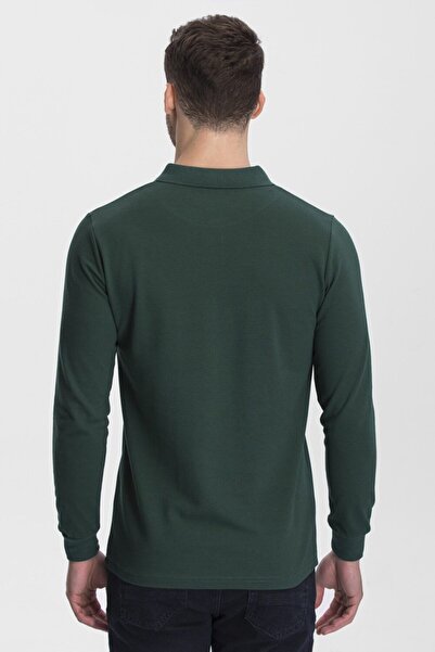 hateko Чоловічі зелені бавовняні дихаючі шорти поло з довгим рукавом з коміром