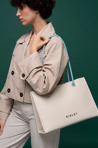 Sisley Γυναικεία τσάντα ώμου Μπεζ-Μπλε - SLY036