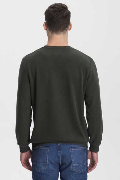 hateko Ανδρικό φούτερ χακί με λαιμόκοψη