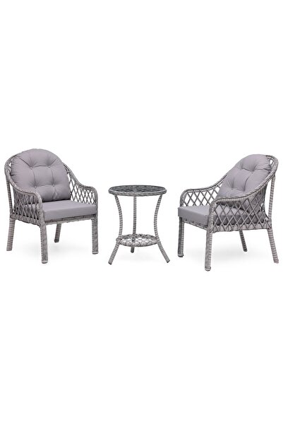 GRASS GARDEN Defne Rattan 1+1 Masa Bahçe Balkon Mobilyası Alüminyum Üzeri Örg...