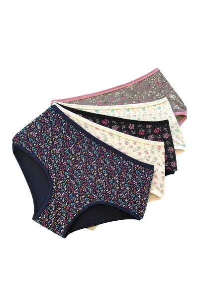 DONLİZZA Patterned High Waist Women's Panties Mixed 5 Pieces