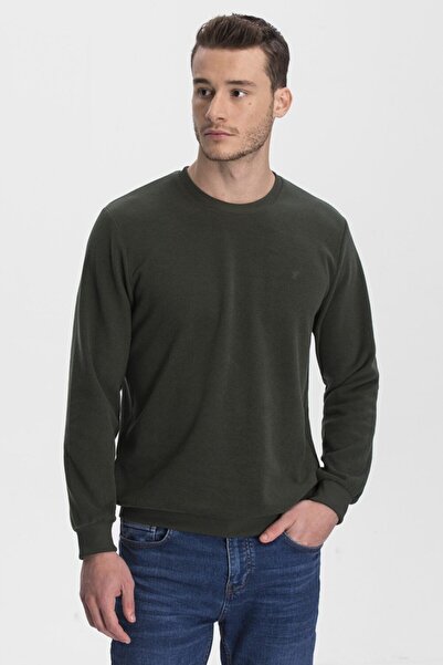 hateko Ανδρικό φούτερ χακί με λαιμόκοψη