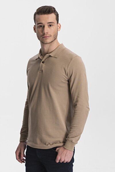 hateko Tricou pentru bărbați, din bumbac, cu mânecă lungă, cu gât polo