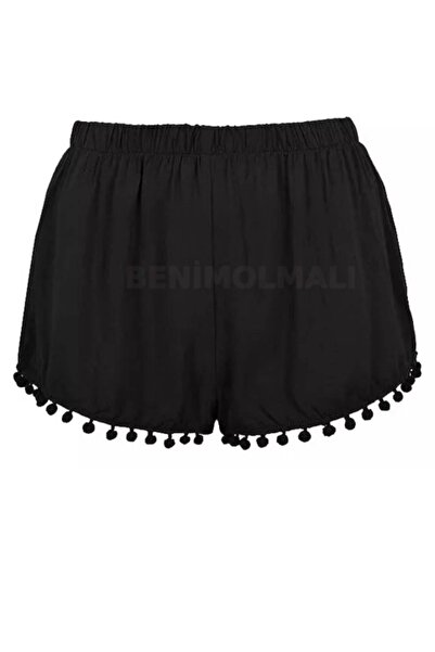 BENİMOLMALI Ponponlu Deniz Şortu Summer Shorts Mikro Kumaş Likralı Şort