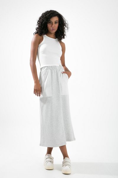 MuuBs Long Mounted 3 Yarn - Comfort Skirt with Elastic Waist