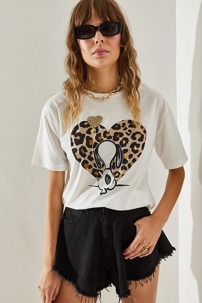 Bianco Lucci Dámské tričko s digitálním potiskem s leopardím vzorem -60251387