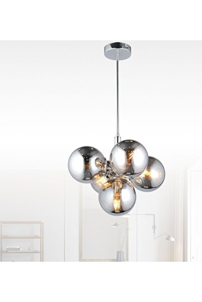 RONİSU AYDINLATMA Özüm 5'Li Salon Oturma Odası Modern Camlı Avize