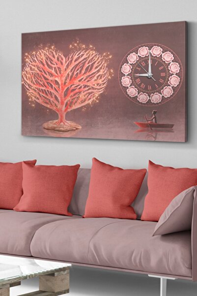 Heart Tree Clock Canvas - Canvas Painting