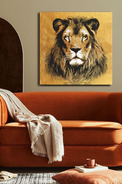 Evinemoda Pânză pătrată dintr-o singură bucată Aslan Gold - Pictură pe pânză