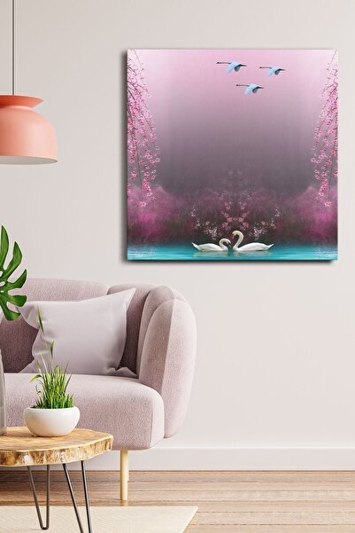 Evinemoda Jezero Labudova Jednodijelni Kvadratni Platno - Slika na Platnu