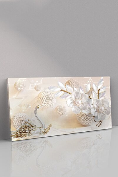 Evinemoda Πίνακας σε καμβά με πέρλες κύκνος