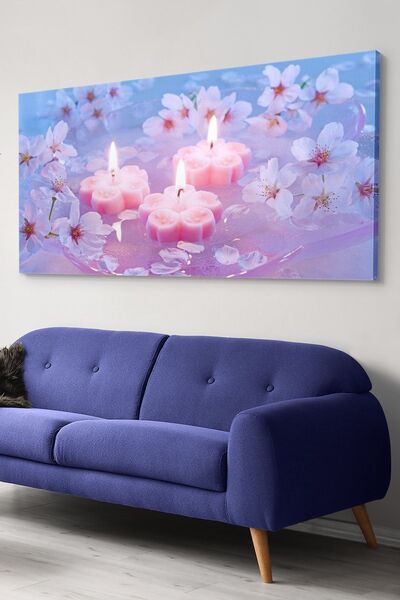 Evinemoda Mum Çiçekler Tek Parça Kanvas Canvas Tablo