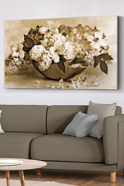 Evinemoda Vintage Çiçek Kanvas - Canvas Tablo