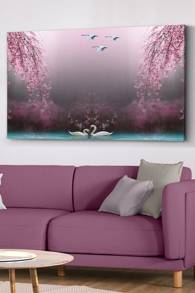 Evinemoda Καμβάς της λίμνης των κύκνων - Πίνακας σε καμβά
