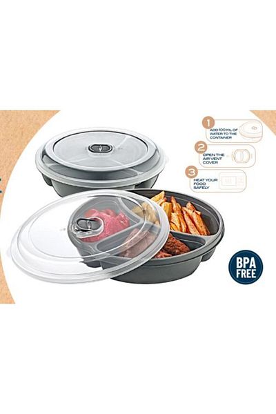 HOLLYHOME 3 Compartment Microwave Storage Container