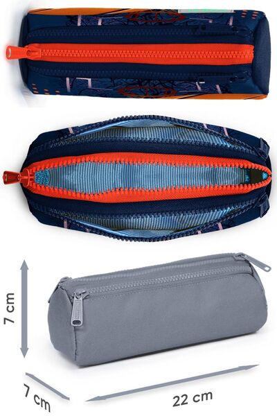 Coral High Turuncu Lacivert Basketbol Üçlü Çekçek Işıklı Tekerlekli Çanta Seti - Erkek Çocuk