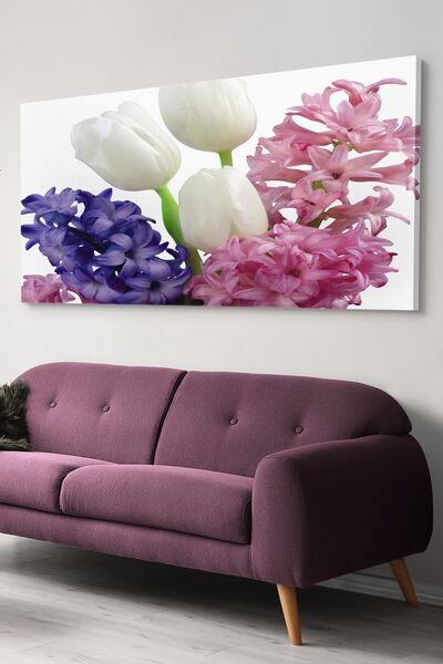 Evinemoda Renkli Çiçekler Tek Parça Kanvas Canvas Tablo