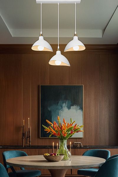 AG LightDesign 3 Row White Pendant Chandelier - Kitchen, Living Room, Cafe, Bar, Bedroom and Hallway Lamp