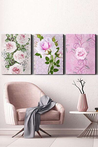 Evinemoda Cveće 3-dijelni platno - Slika na platnu