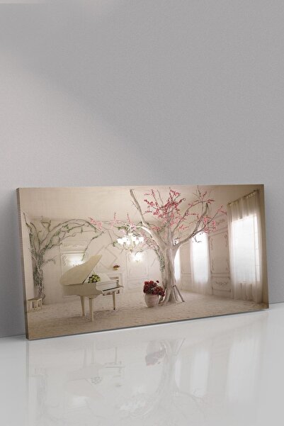 Evinemoda Beyaz Piyanolu Kanvas-canvas Tablo