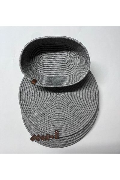 FABRİCART HALI Decorative Snail Jute Woven Plate Placemat Set