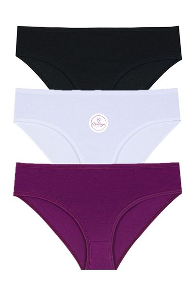 DONLİZZA Purple White Black Women's Panties 3 Pieces