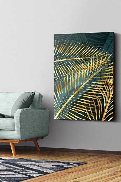 Evinemoda Pictură pe pânză cu frunze de aur