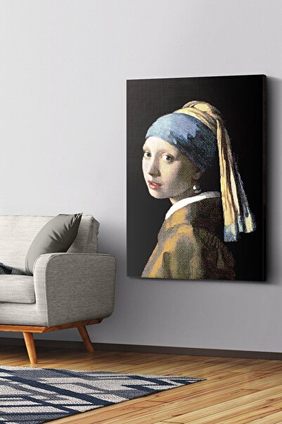 Evinemoda Pânză de femeie cu cercei de perle - Pictură pe pânză