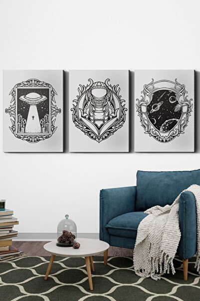 Evinemoda Astronaut Svemir 3-dijelni Kanvas - Slika na Kanvasu