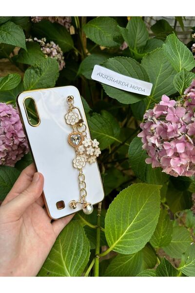 Aksesuarda Moda Samsung A10-M10 Uyumlu Çiçekli Taşlı İncili El Geçmeli Lazer ...