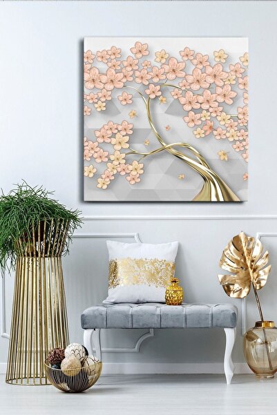 Evinemoda Zlatni list drveta, jednodijelni kvadratni platno - slika na platnu